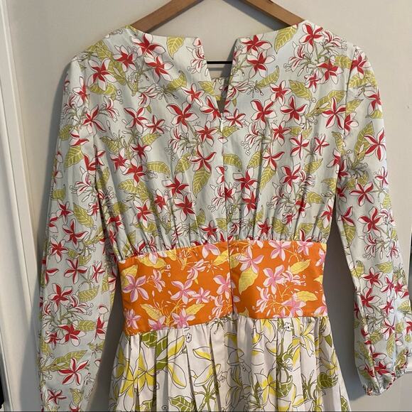 Coco Shop Floral Cotton Poplin Long Sleeve Mini Dress Small - Picture 10 of 14